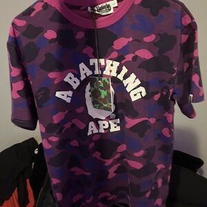 Bape Purple and Pink Camo Short Sleeve Tee